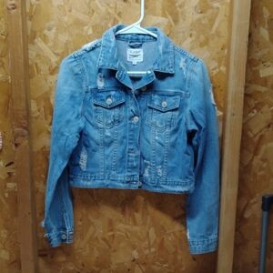 Papaya Womens Or Girls Distressed Blue Denim Jacket